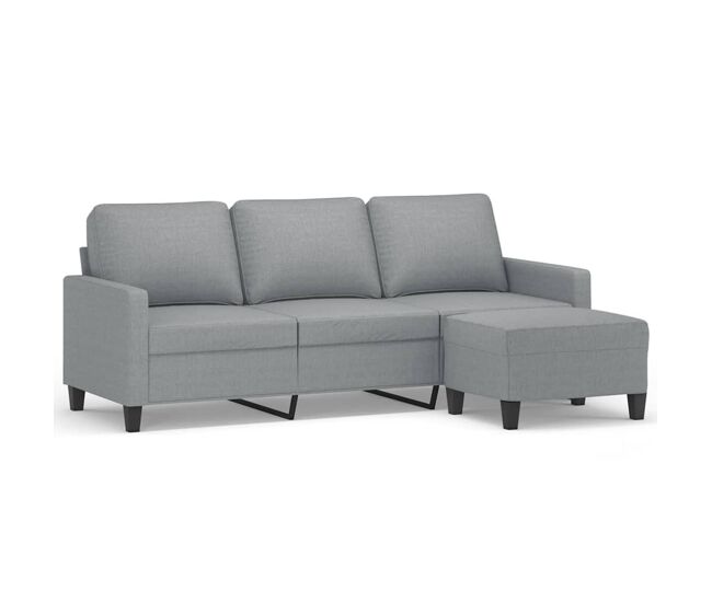 Vidaxl sofá de 3 lugares com apoio de pés 180 cm tecido cinzento-claro
