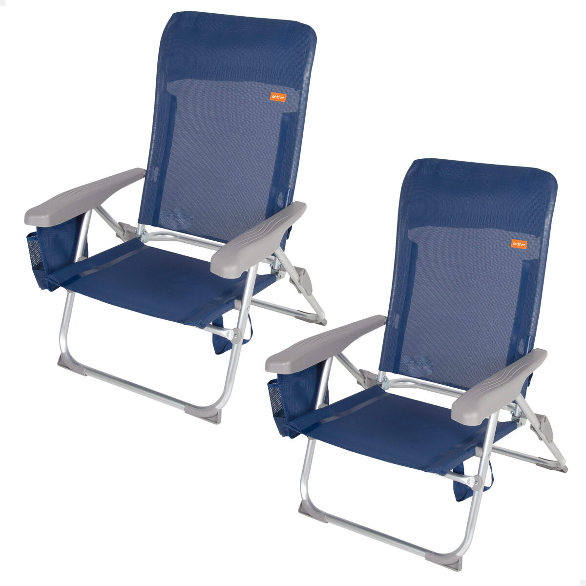 Aktive pack 2 cadeiras de praia dobráveis multiposições slim