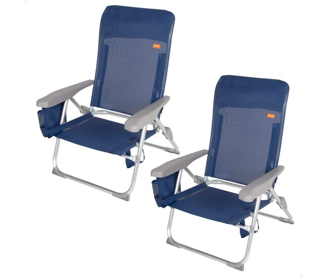 Aktive pack 2 cadeiras de praia dobráveis multiposições slim