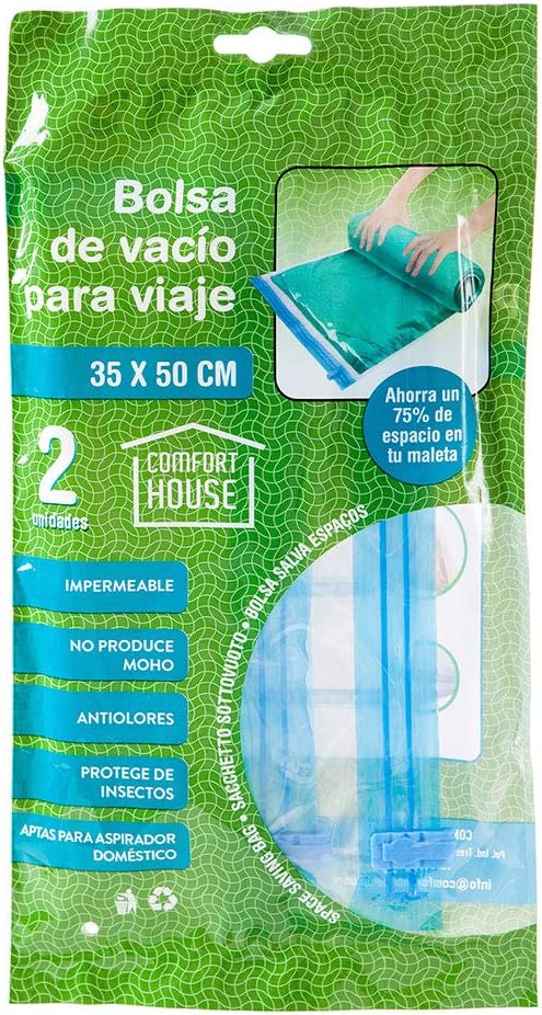 CASA COM-FORT | Sacos de vácuo para roupas | Pacote com 6 unidades | Inflador a vácuo incluso | (90cm x 130cm) |