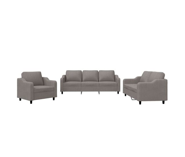 Vidaxl 3 pcs conjunto de sofás com almofadões tecido cinza-acastanhado