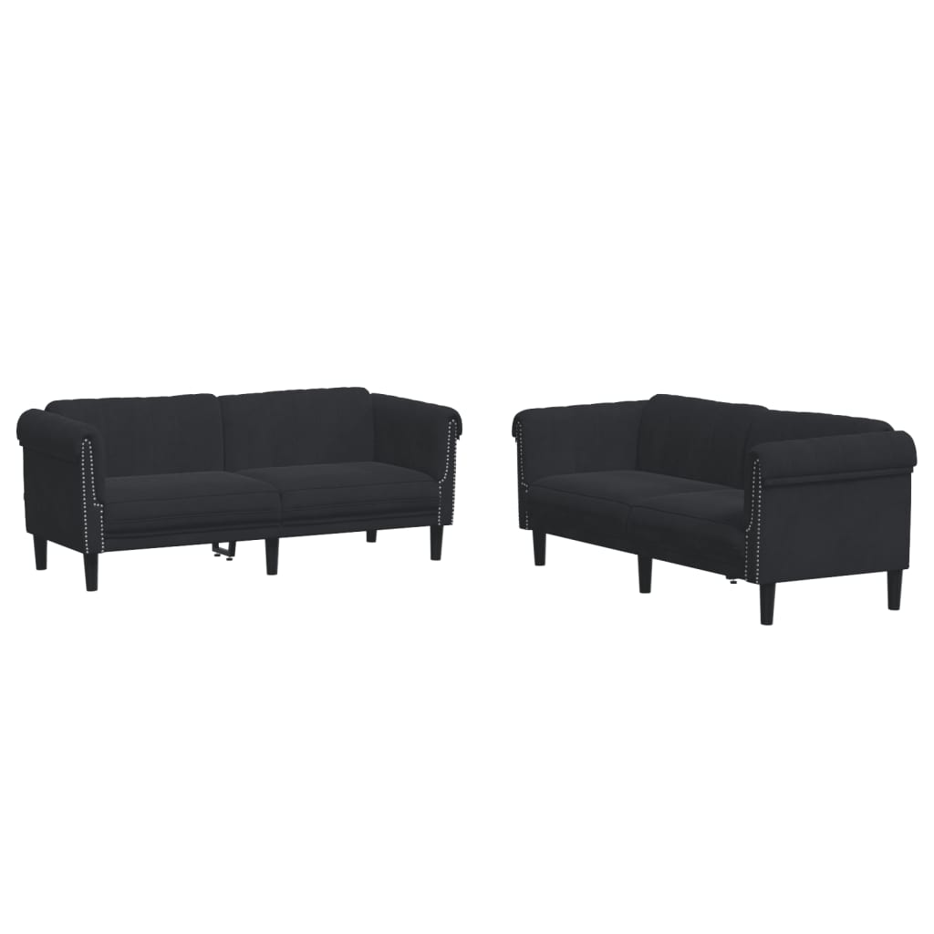 Vidaxl 2 pcs conjunto de sofás veludo preto