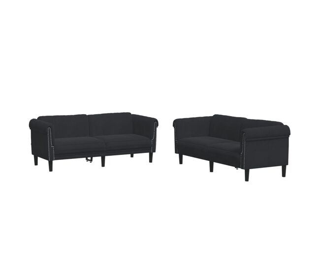 Vidaxl 2 pcs conjunto de sofás veludo preto