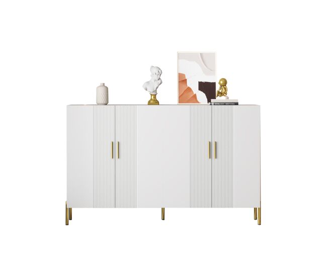 Aparador de painel de partículas com 4 portas,branco