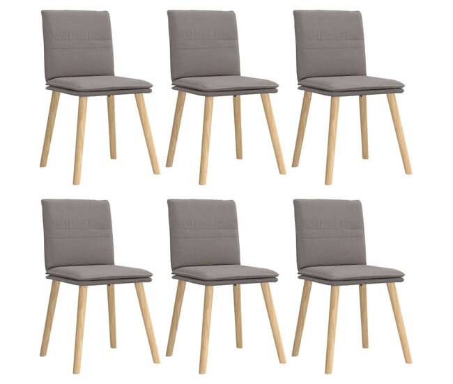 Vidaxl cadeiras de jantar 6 pcs tecido cinzento-acastanhado