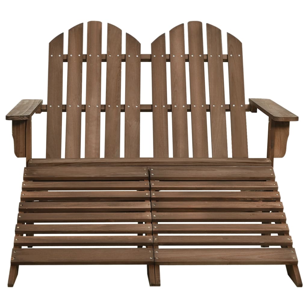 Cadeira de jardim - cadeira de exterior e otomano adirondack 2 lugares abeto castanho