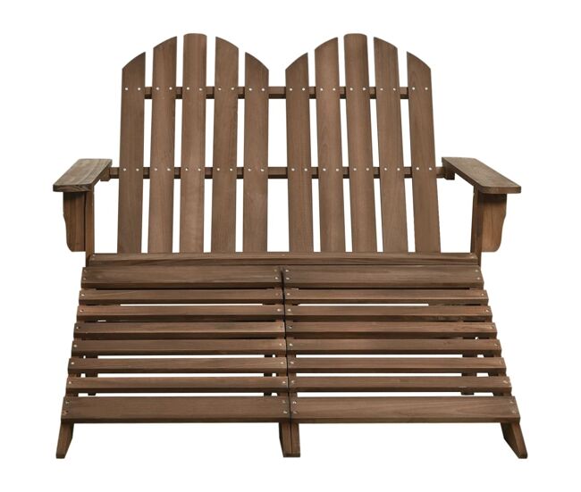 Cadeira de jardim - cadeira de exterior e otomano adirondack 2 lugares abeto castanho