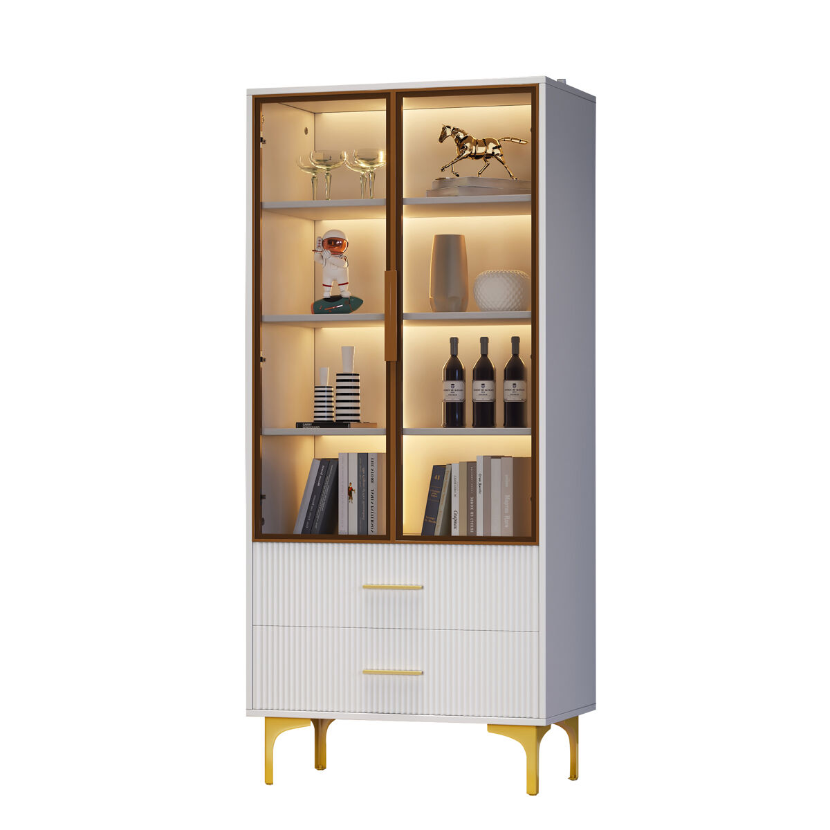 Vitrine de painel de partículas com 2 portas e 2 gavetas