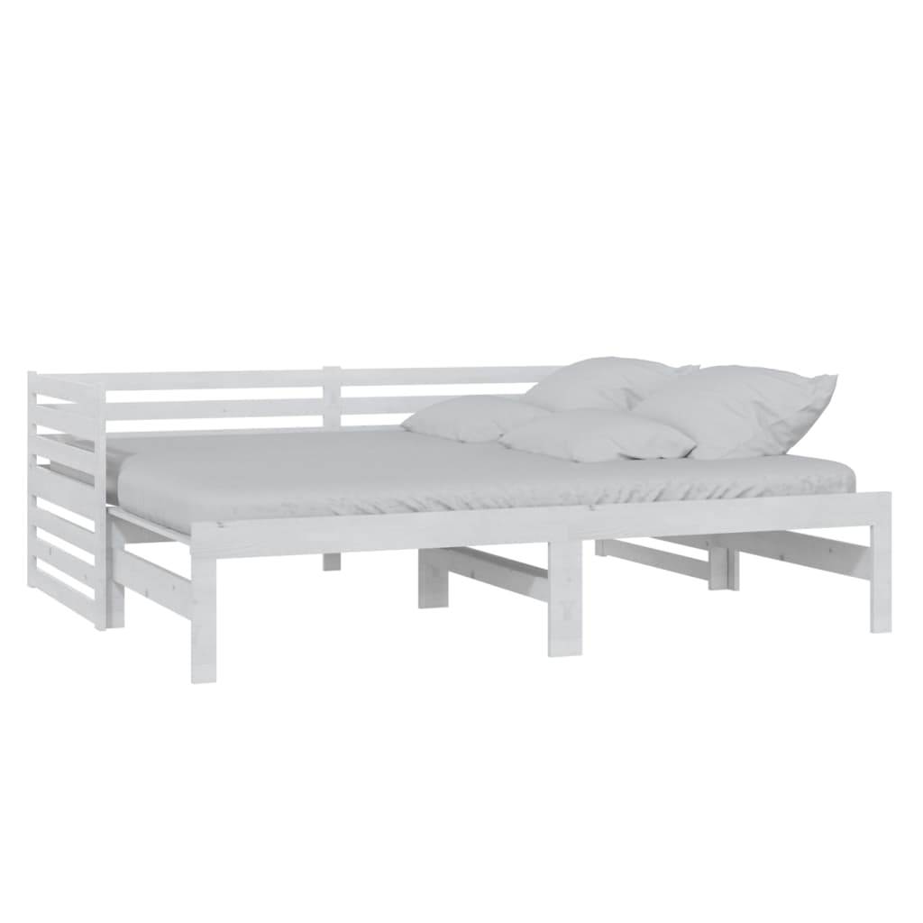 Estrutura sofá-cama, sofá conversível de puxar 2x(90x200) cm pinho maciço branco
