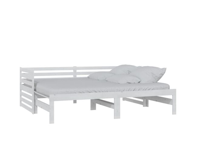 Estrutura sofá-cama, sofá conversível de puxar 2x(90x200) cm pinho maciço branco