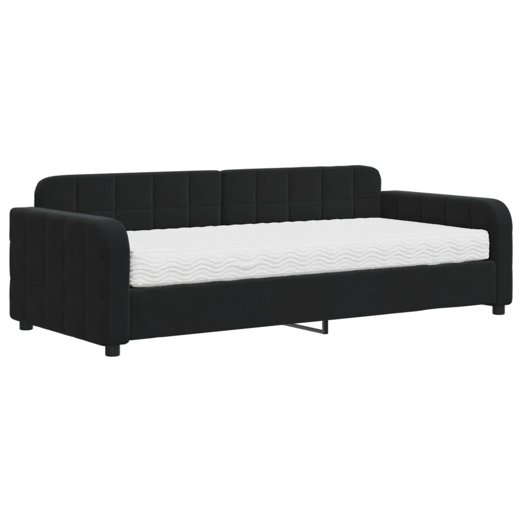 Sofá-cama, sofá conversível com colchão 90x200 cm veludo preto