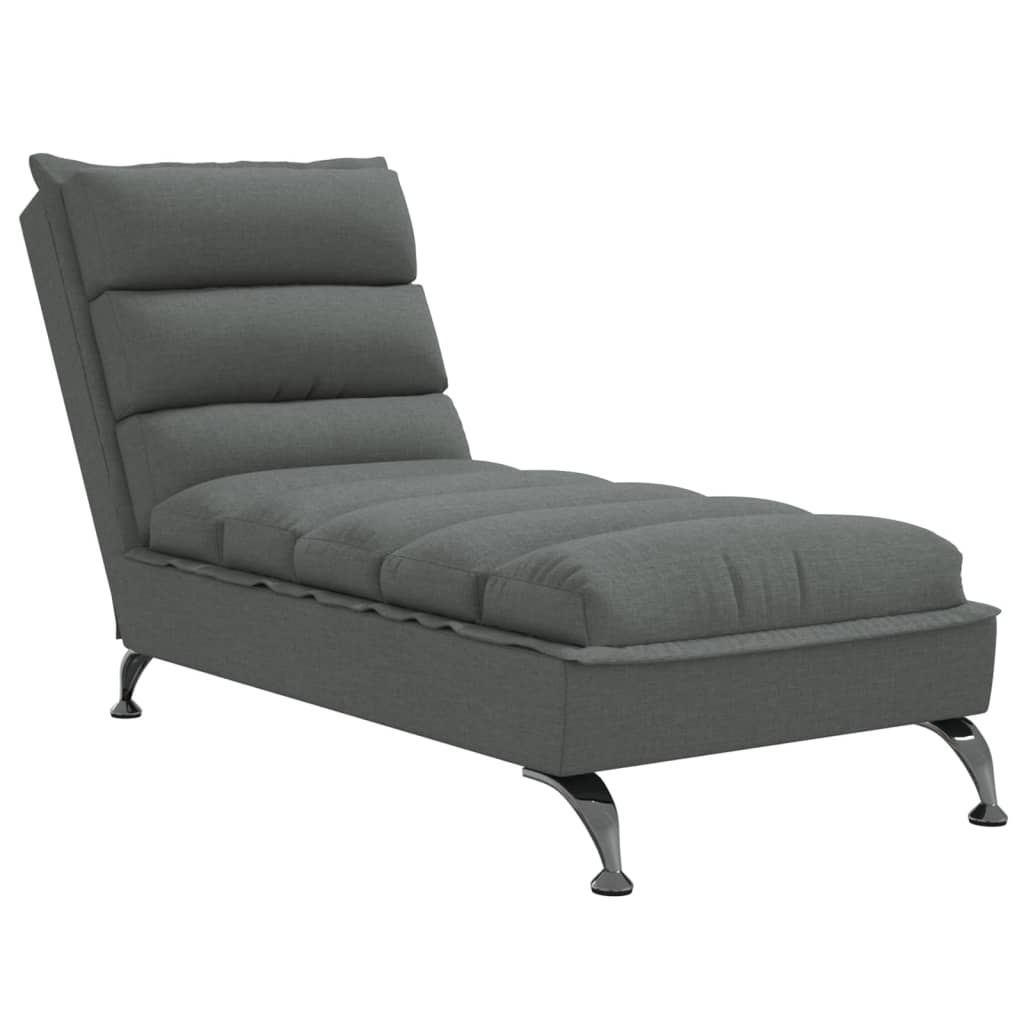 Sofá chaise lounge - sofá de canto com almofadões tecido gris-escuro