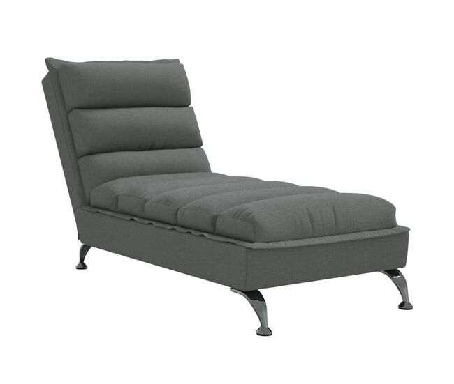 Sofá chaise lounge - sofá de canto com almofadões tecido gris-escuro