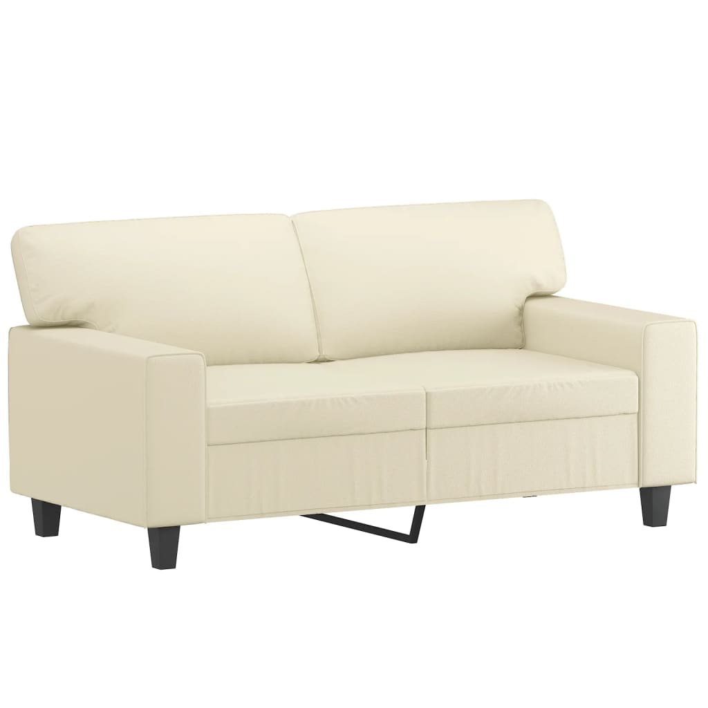 Sofá de 2 lugares - sofá fixo 120 cm couro artificial cor creme