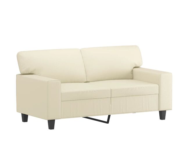 Sofá de 2 lugares - sofá fixo 120 cm couro artificial cor creme