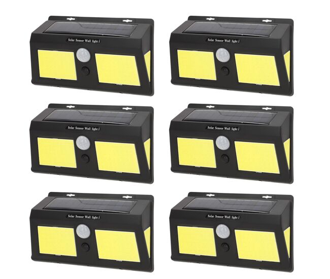 Aktive conjunto de 6 luminárias de parede solares led de 500 lúmens com sensor de movimento e 3 modos de luz