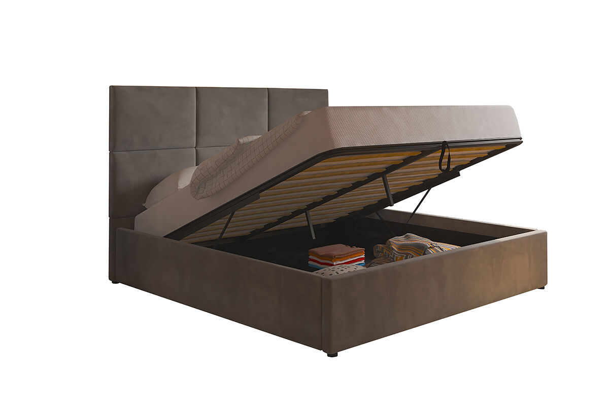 Cama de casal elegance, estrado elevatório (cinza)(200×160 cm)