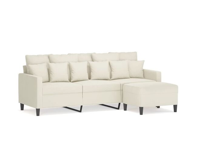 Vidaxl sofá de 3 lugares com apoio de pés 180 cm veludo cor creme
