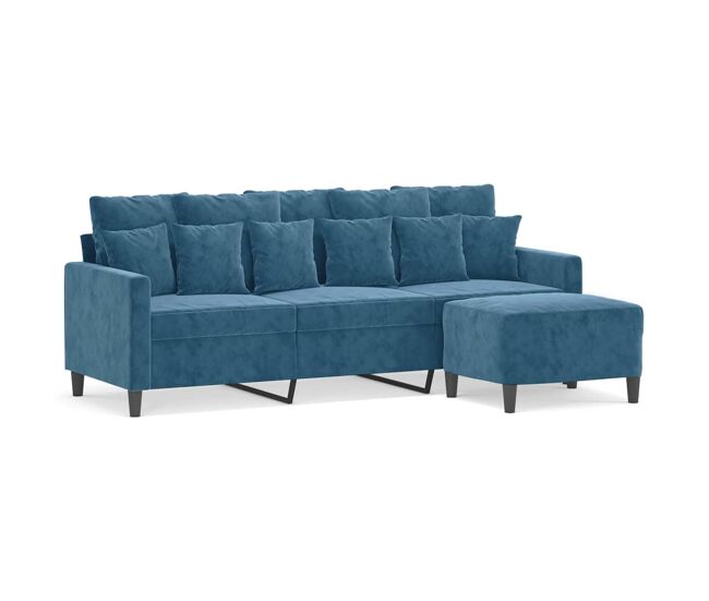 Vidaxl sofá de 3 lugares com apoio de pés 180 cm veludo azul
