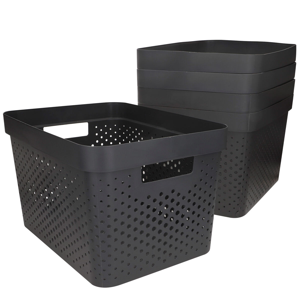 Curver pack 5 cestos organizadores infinity 17l cinzentos
