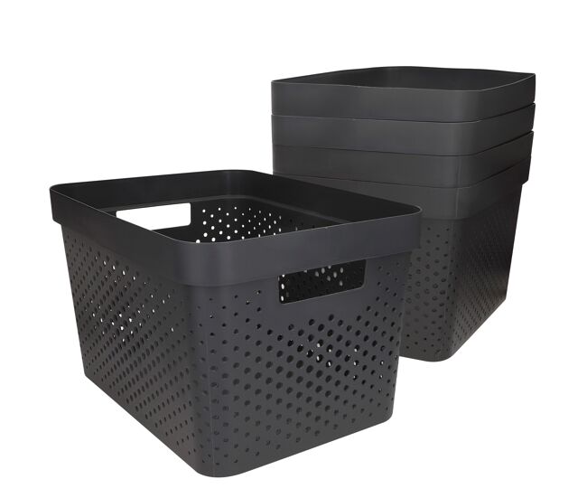 Curver pack 5 cestos organizadores infinity 17l cinzentos