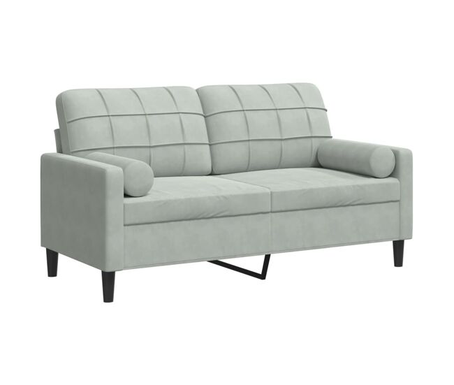 Vidaxl sofá 2 lugares + almofadas decorativas 140cm veludo cinza-claro