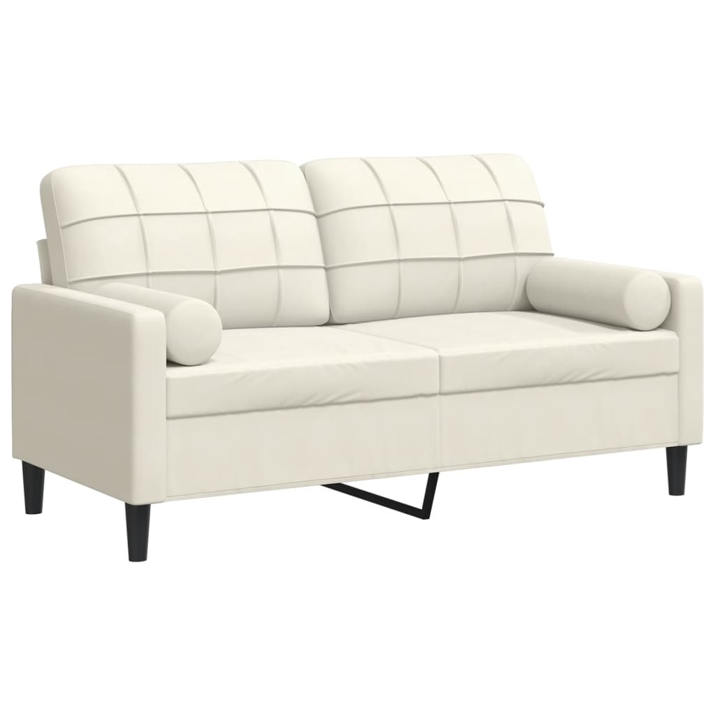 Vidaxl sofá 2 lugares c/ almofadas decorativas 140 cm veludo creme