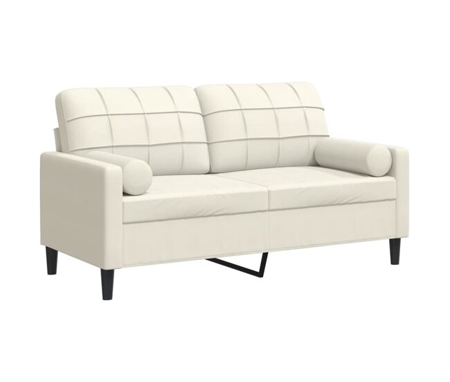 Vidaxl sofá 2 lugares c/ almofadas decorativas 140 cm veludo creme