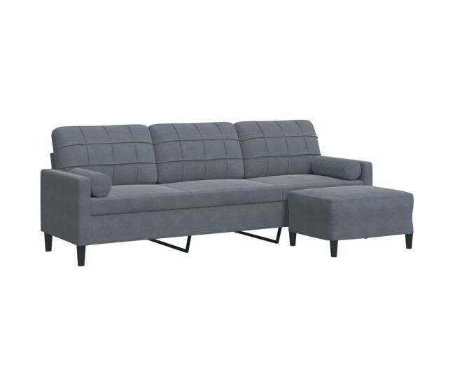 Vidaxl sofá de 3 lugares com apoio de pés 210 cm veludo cinza-escuro