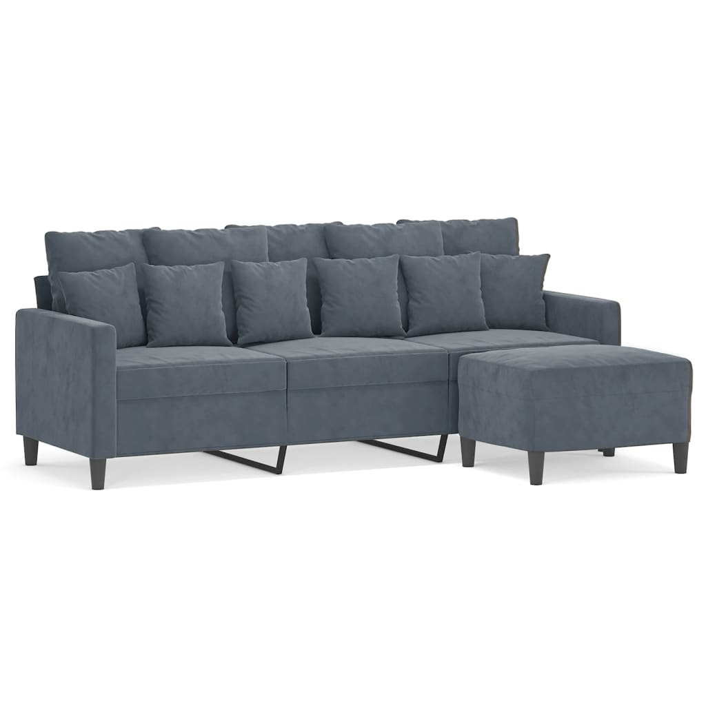 Vidaxl sofá de 3 lugares com apoio de pés 180 cm veludo cinza-escuro