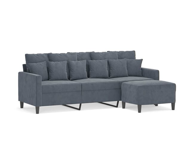 Vidaxl sofá de 3 lugares com apoio de pés 180 cm veludo cinza-escuro