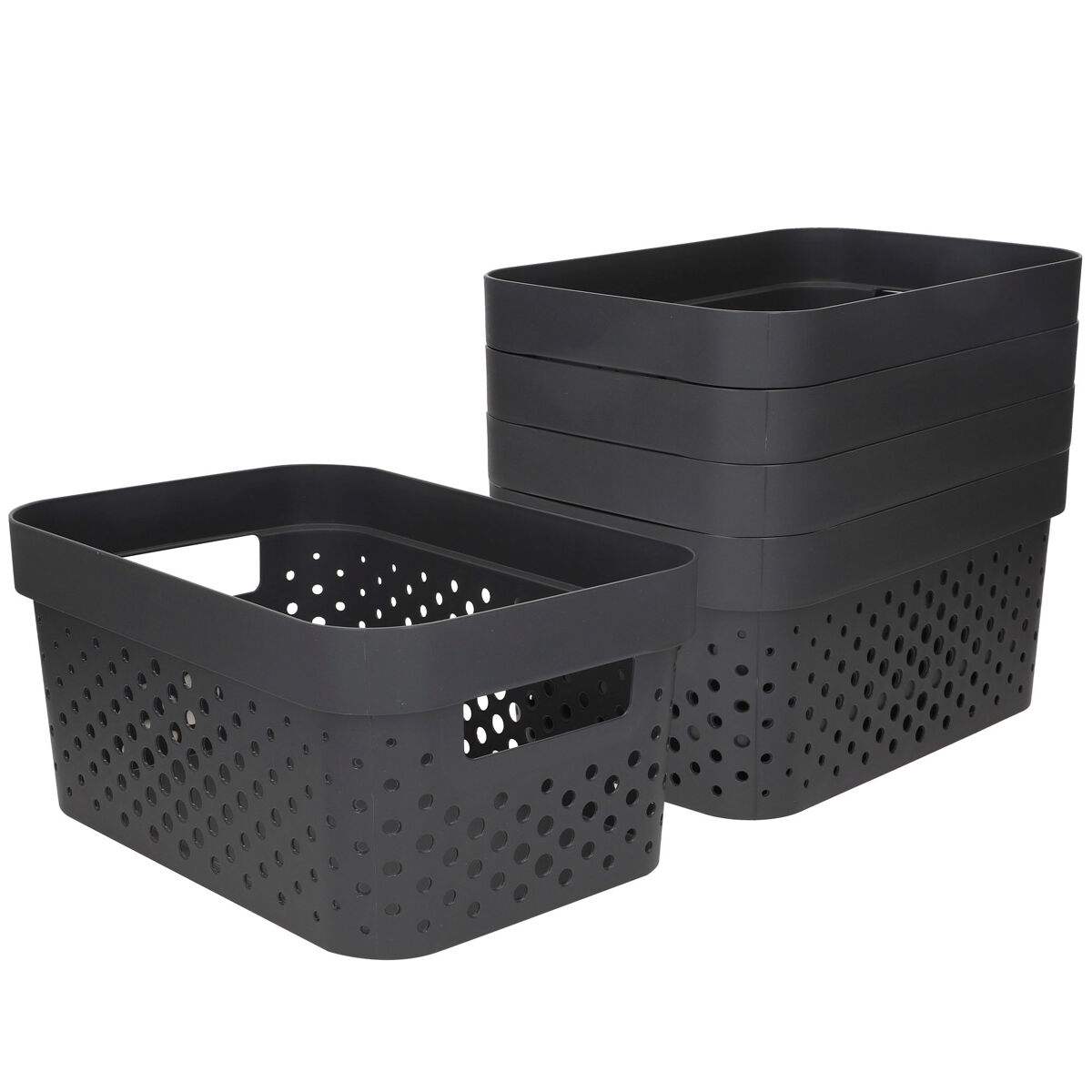 Curver pack de 5 cestos organizadores infinity 4,5l cinzentos
