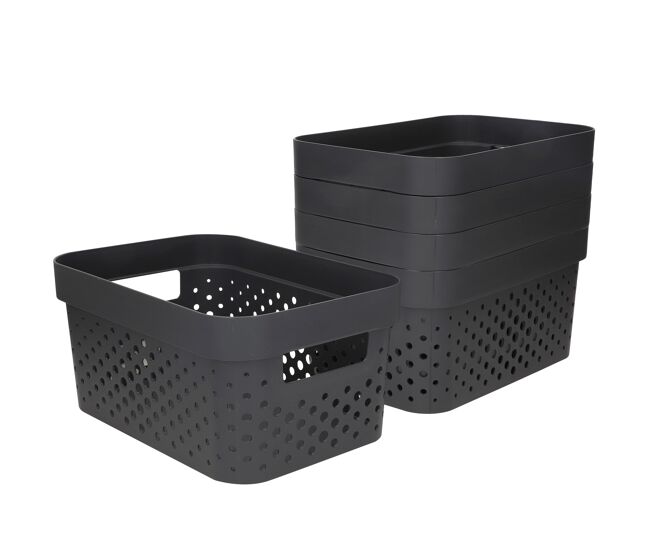 Curver pack de 5 cestos organizadores infinity 4,5l cinzentos