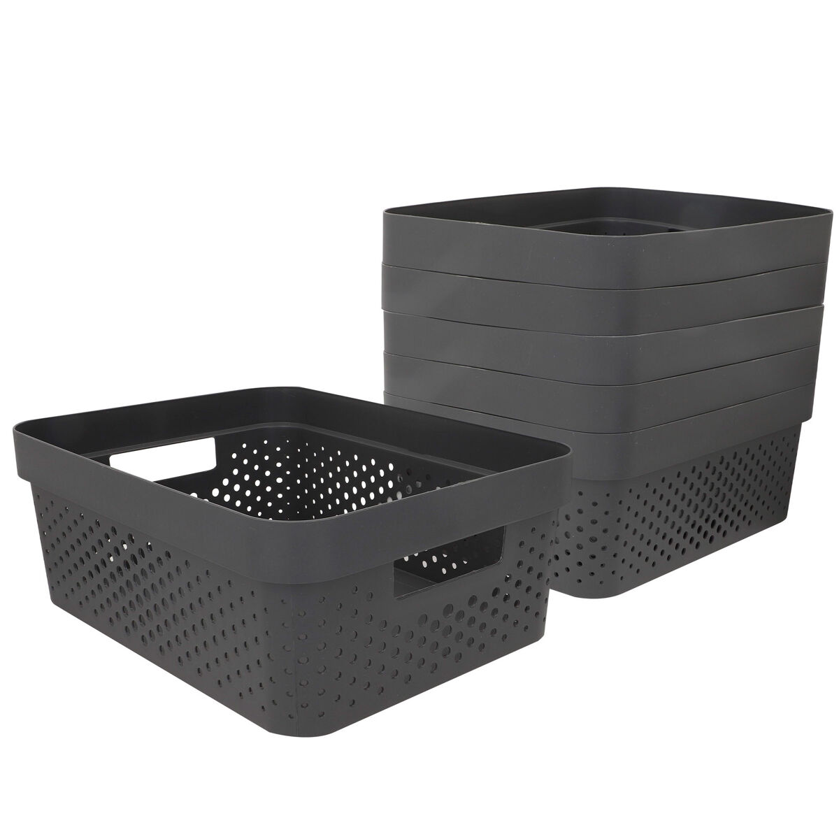 Curver pack 6 cestos organizadores infinity 11l cinzento