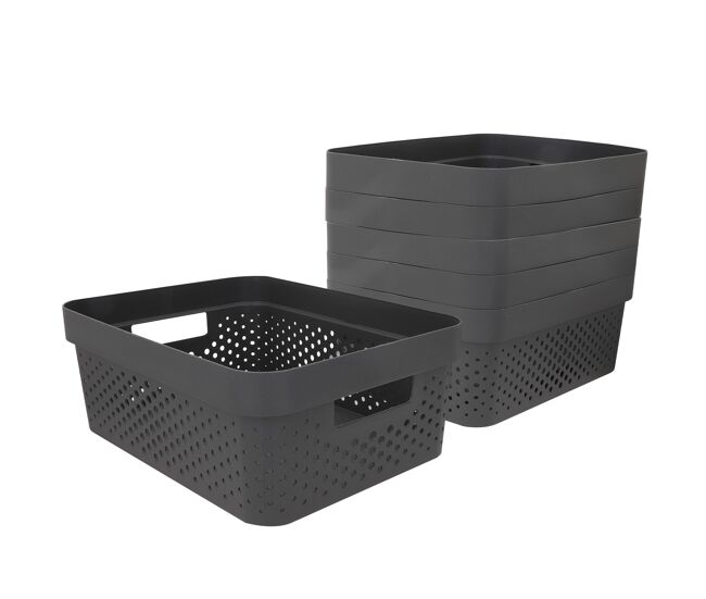 Curver pack 6 cestos organizadores infinity 11l cinzento