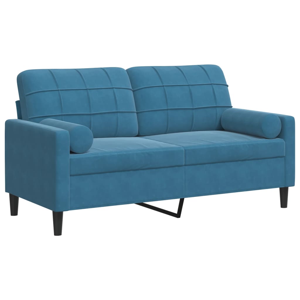 Vidaxl sofá 2 lugares c/ almofadas decorativas 140 cm veludo azul