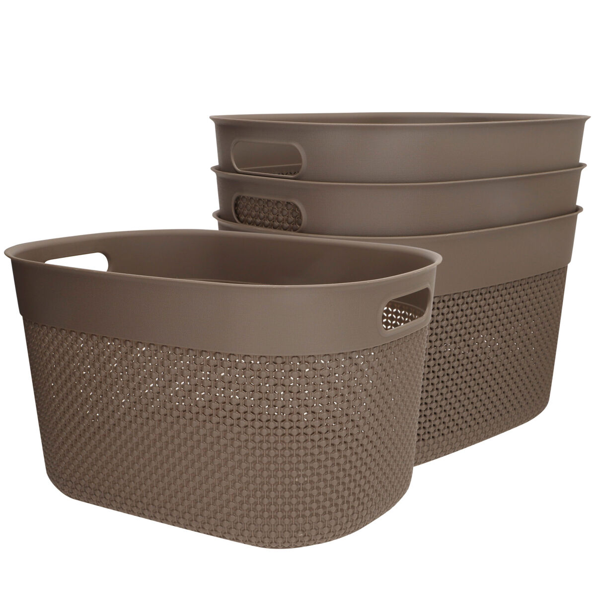 Curver pack 4 cestos organizadores filo 18l castanho