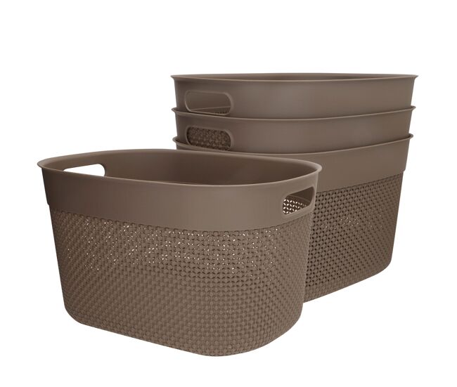 Curver pack 4 cestos organizadores filo 18l castanho