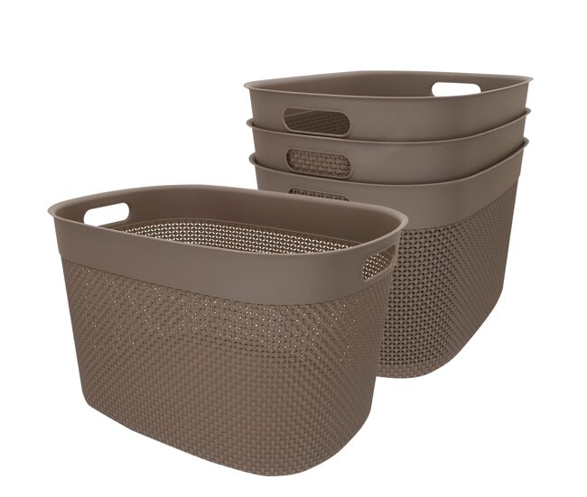 Curver pack 4 cestos organizadores filo 30l castanho