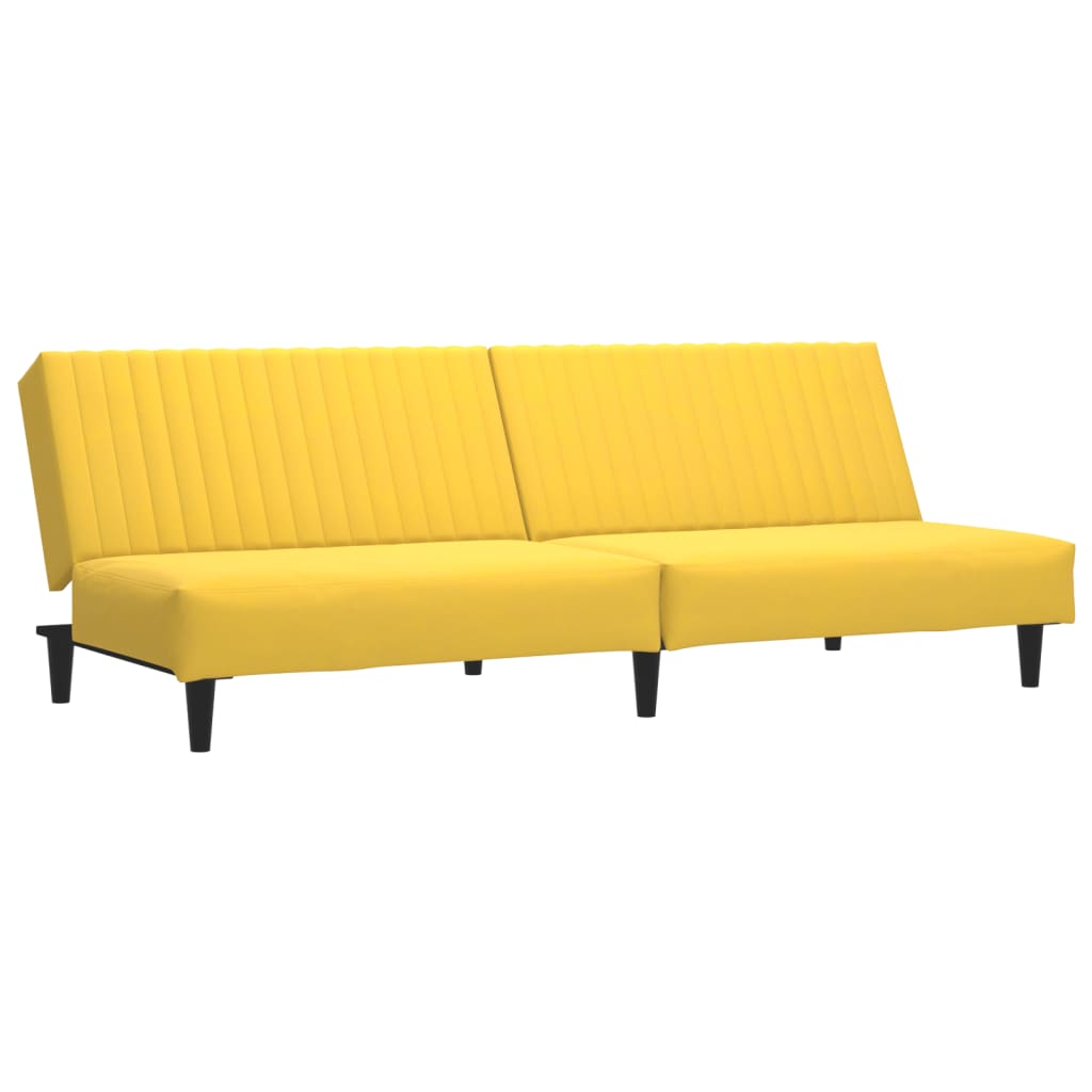 Sofá-cama, sofá conversível de 2 lugares veludo amarelo