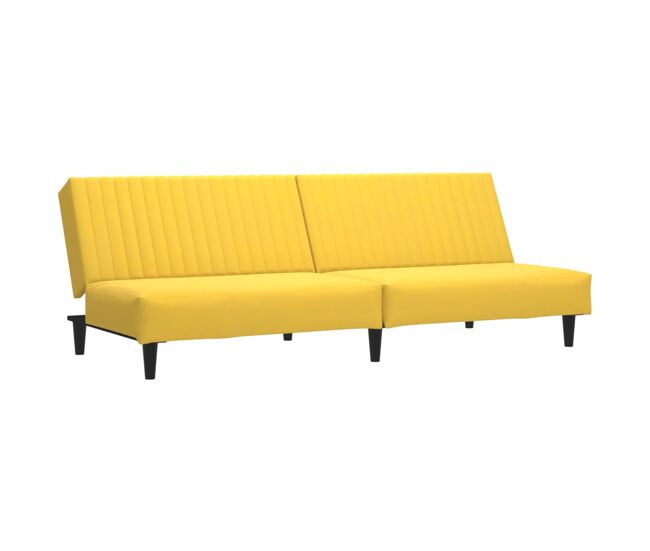 Sofá-cama, sofá conversível de 2 lugares veludo amarelo
