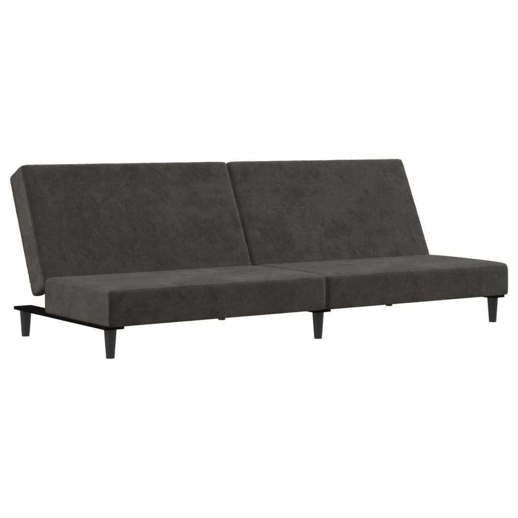 Sofá-cama, sofá conversível de 2 lugares veludo cinzento-escuro