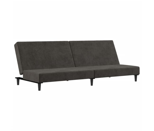 Sofá-cama, sofá conversível de 2 lugares veludo cinzento-escuro