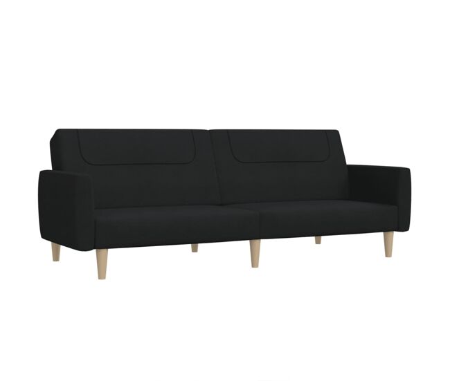 Sofá-cama, sofá conversível de 2 lugares tecido preto
