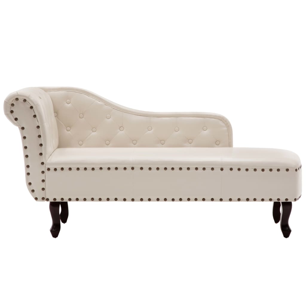 Vidaxl chaise longue couro artificial blanc nata