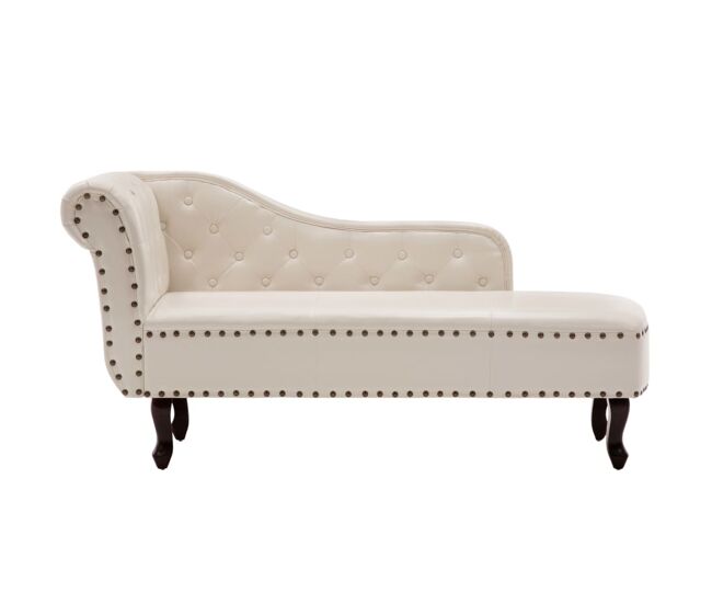 Vidaxl chaise longue couro artificial blanc nata
