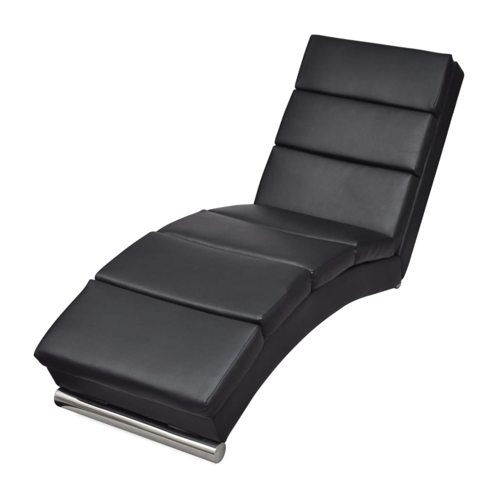 Vidaxl chaise longue couro artificial noir