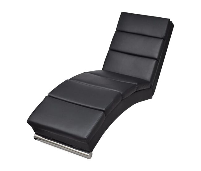 Vidaxl chaise longue couro artificial noir