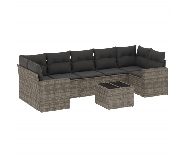 Vidaxl 8 pcs conjunto sofás de jardim c/ almofadões vime pe cinzento