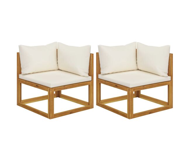 Vidaxl sofás de canto seccionais 2 pcs com almofadões branco nata